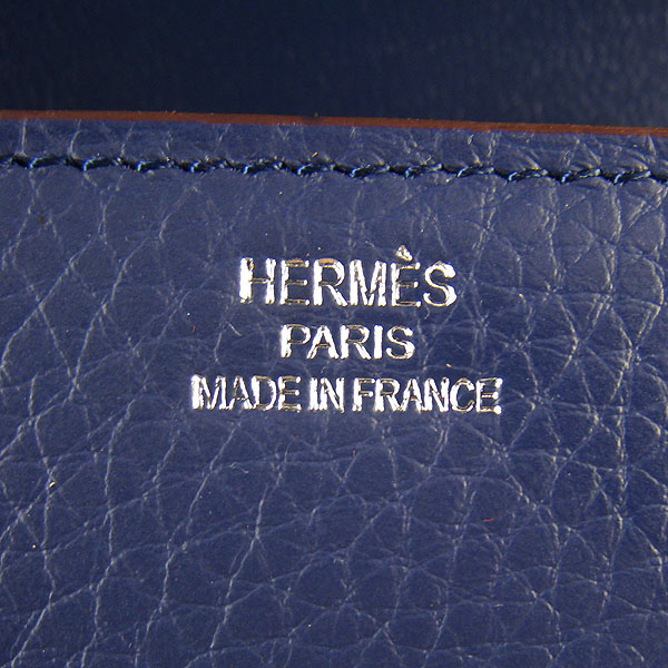 7A Hermes Oxhide Leather Message Bag Dark Blue H017 - Click Image to Close